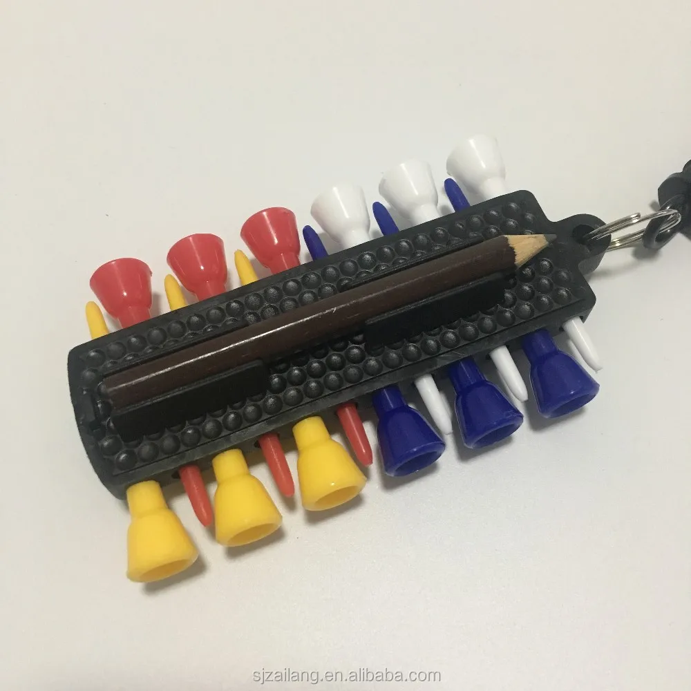 Portable Golf Tee Caddy Keeper 12 Tees 2 Ball Markers Divot Tool Pencil