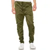 YL OEM custom fashion olive green mens cargo pants men with side pockets for wholesale