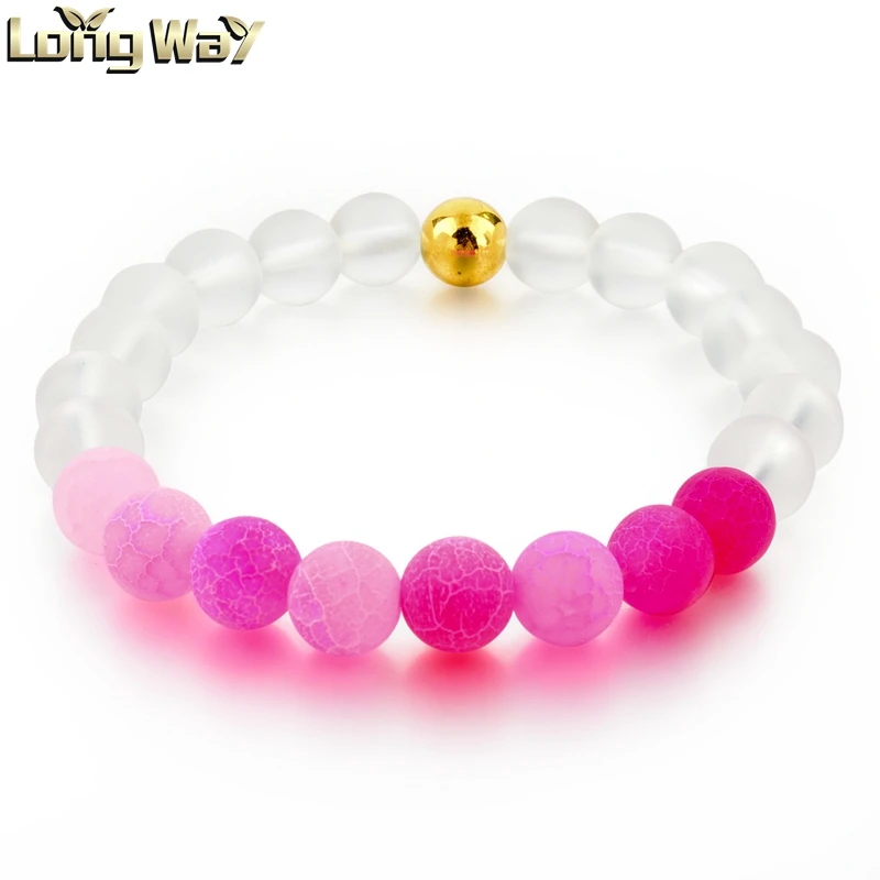 Hot Pink Crack Agate Bead Bracelet Stone Bracelet Buy Agate Crack