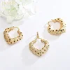 E1016 1Fashionable Women Heart Shape Stud 14 Karat Gold Earring Jewelry Wholesale