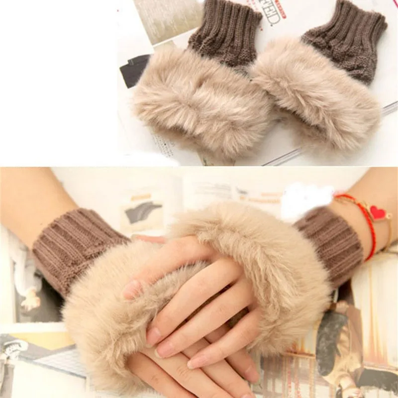 Women Winter Fur Gloves