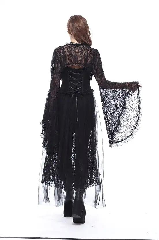 China factory direct sale low MOQ women Gothic lace cape with big sleeves