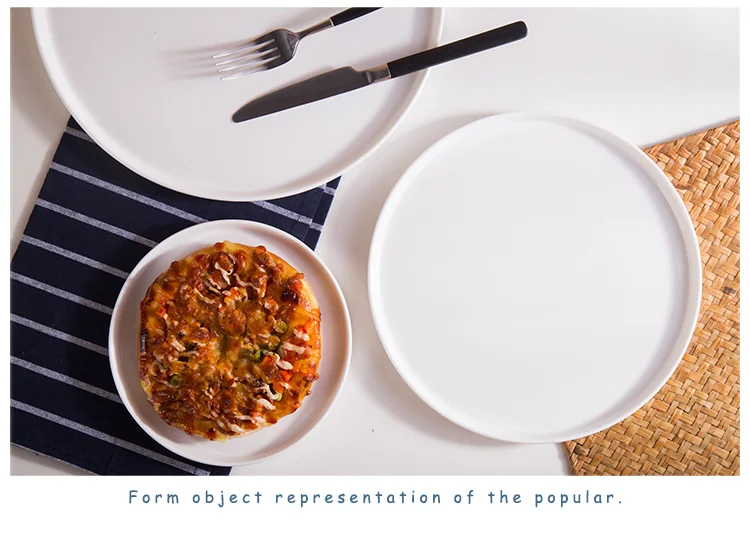 Custom Logo Italian Flat Fine Porcelain 12 inch Pizza Plate Ceramic Plates Dishes