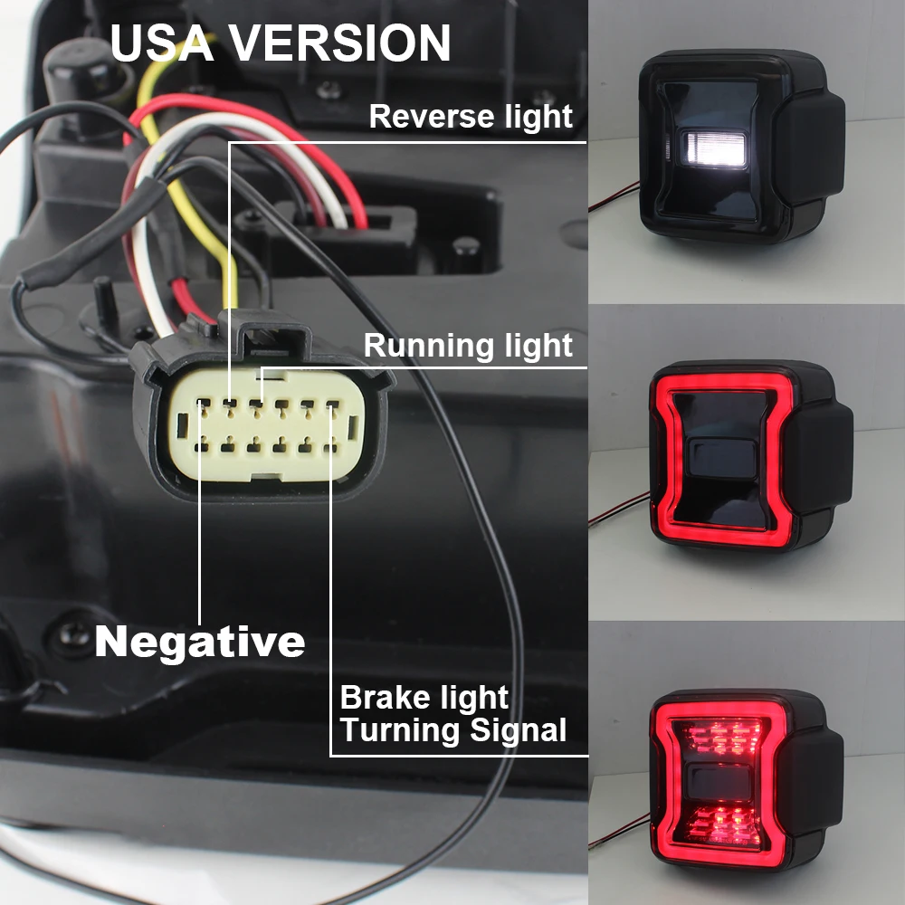 Replacement For Jeep Wrangler JL 2018 2019 Right Left LED Tail Light Reverse Brake Turn Signal Light USA Plug
