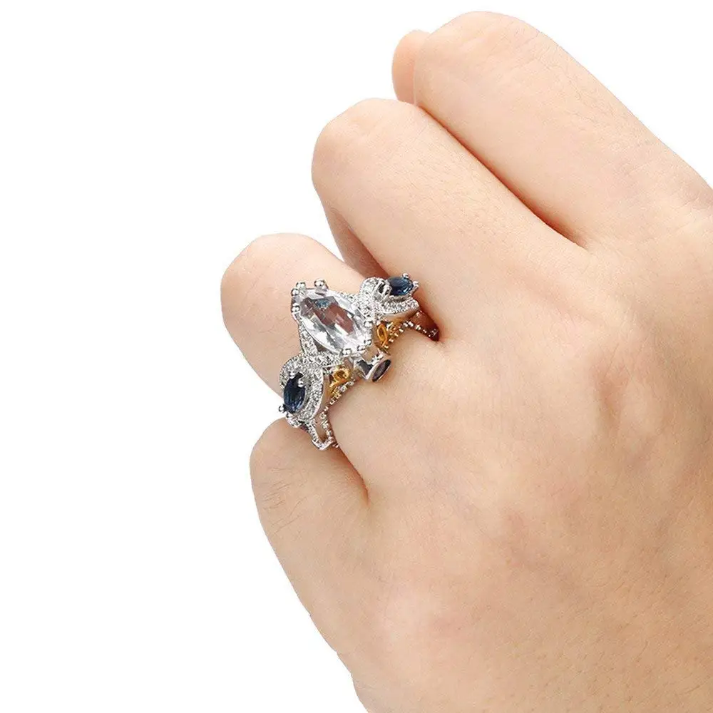 Fashion Ring, Hoshell Chic Fashion Women Crystal Silver Cubic Zirconia Band Ring Jewelry Gift (8, C)