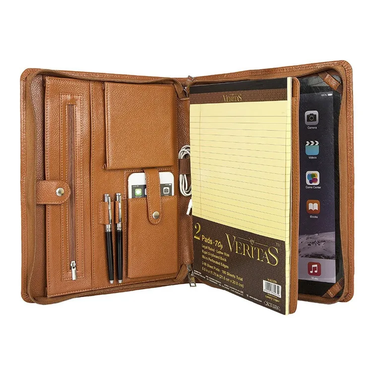 Shenzhen File Folder Custom Travel Holder Zippered A4 Pu Leather
