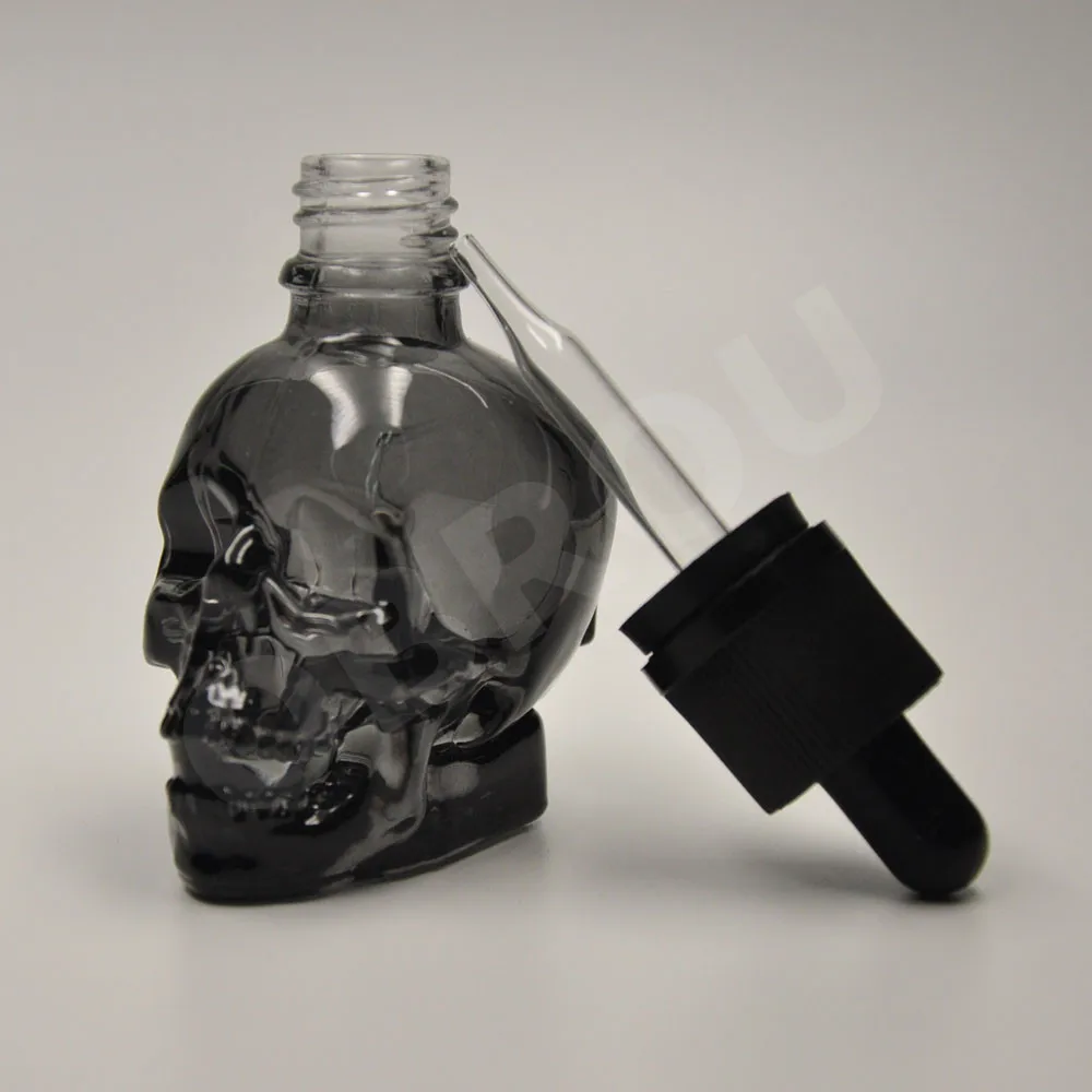 30ml Perfume Liquid Bottles Head Glass Skull Dropper Bottles With