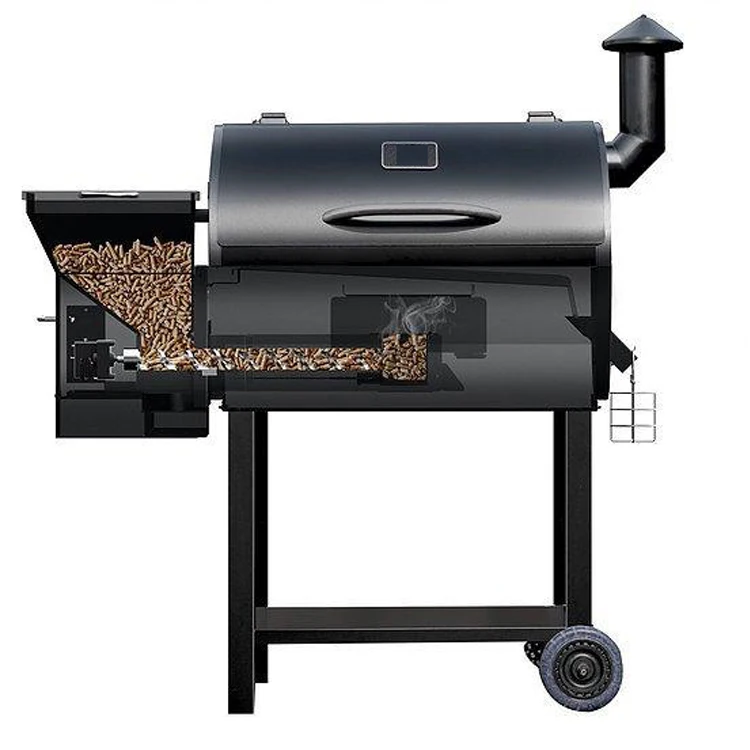 Outdoor trolley electric digital 7 in 1 barbecue master wood pellet smoker wood pellet grill bbq