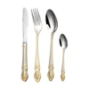 vintage diamond crystal gold stainless steel flatware set with wooden case