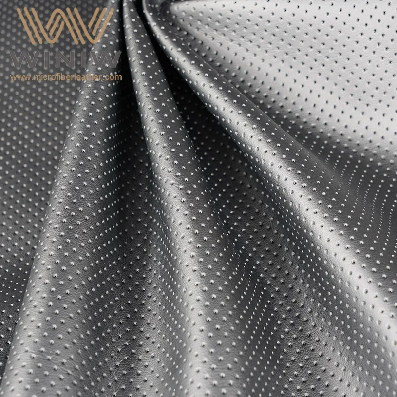 Black Perforated Car Leather Automotive Upholstery Seat Fabric In Stock Supplier