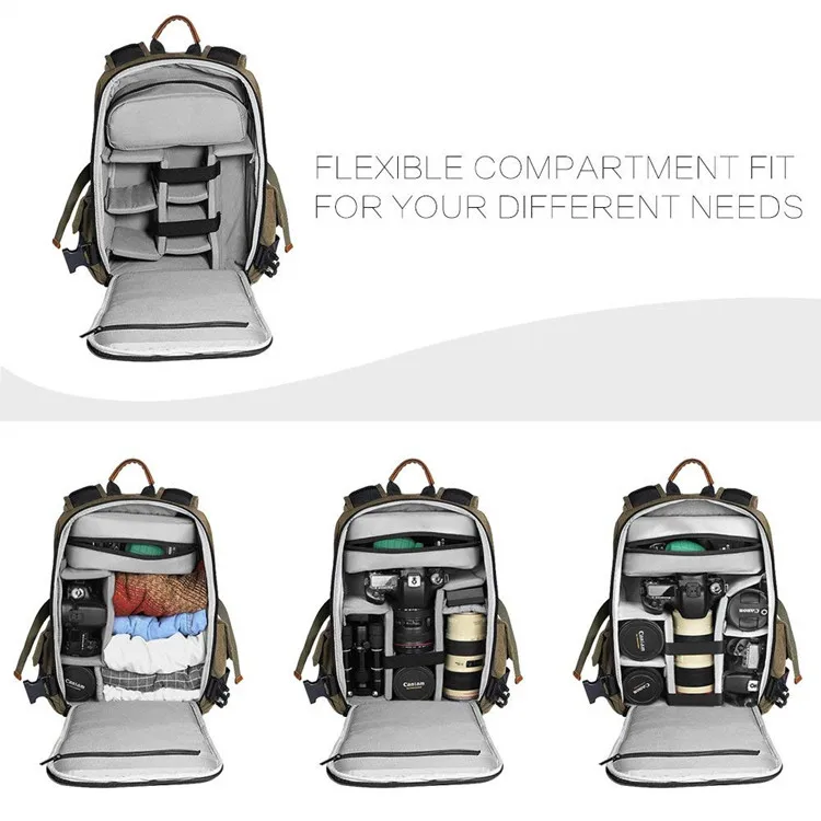 2019 Waterproof Canvas Laptop Camera Backpack For Photographer
