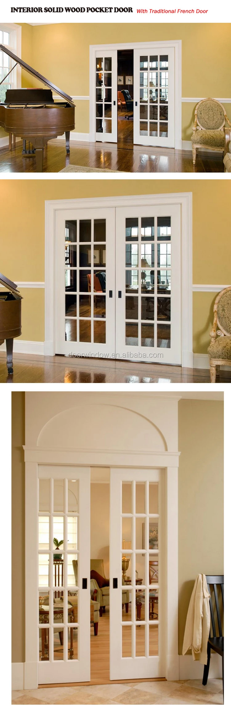 Classical elegance antique french doors sliding pocket drawing room entry door