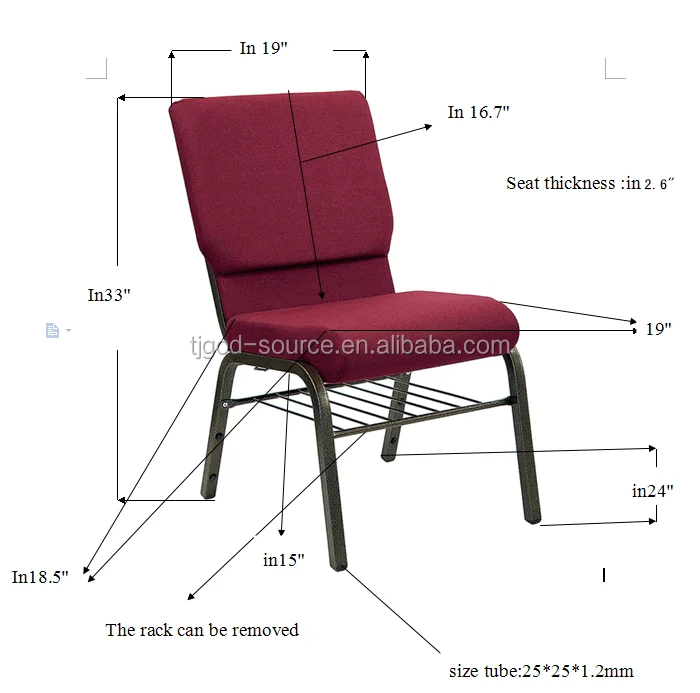 Cheap Used Metal Comfortable Church Chairs Stackable With Back Pocket