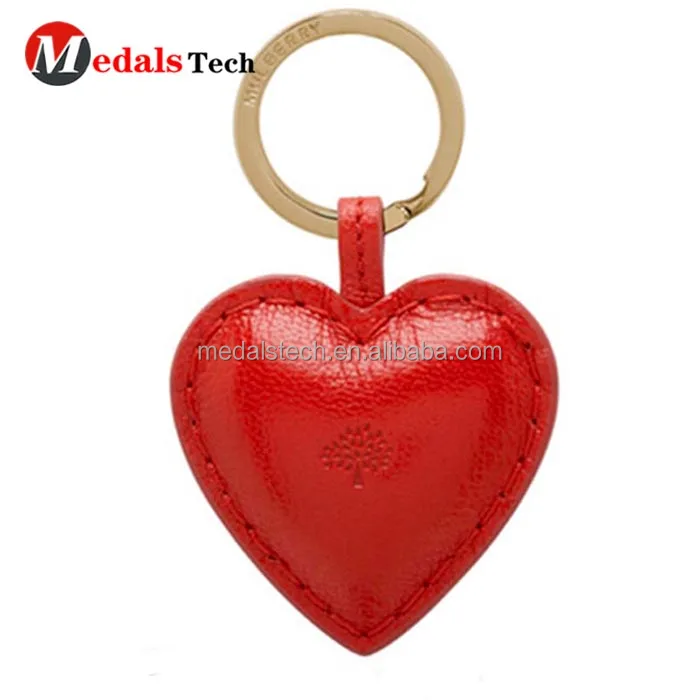 Red Leather Heart Shaped Keyring Personalised With Initials