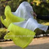 Left+Right, 2COLORS, 100% Pure Silk Belly Dance Fan Veils, Size 1.8*0.9M, WHITE/YELLOW