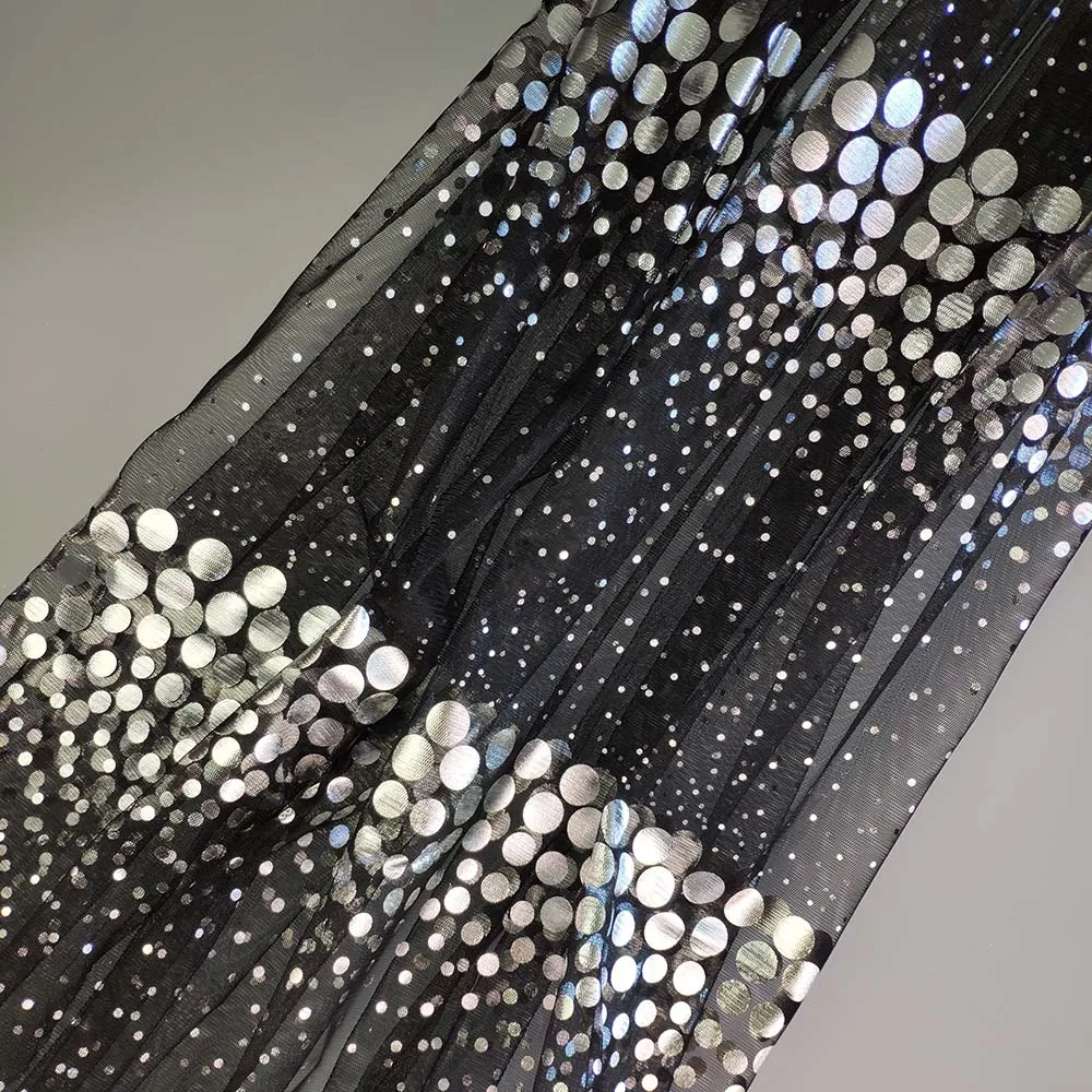 100 Nylo/polyester Soft Foil Glitter Snow Design Tulle Mesh Fabric For