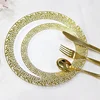 Eco Friendly Gold Lace Disposable Plastic Plate For Wedding Party