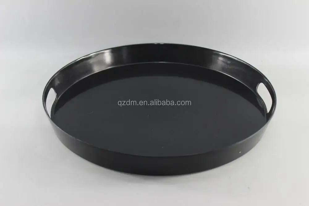 15" Melamine Round Tray , Black Round Tary