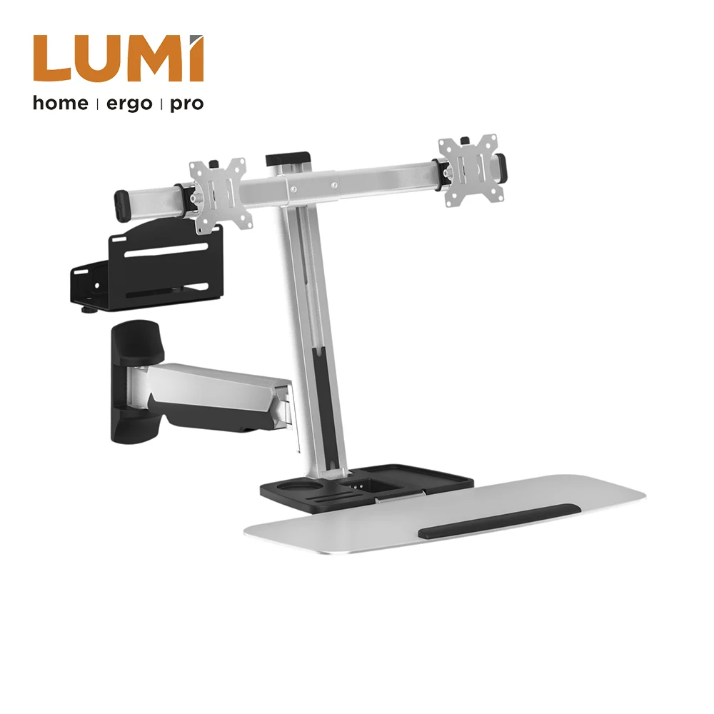 Dual Display Sit Stand Workstation Wall Mount Monitor Desk Mount