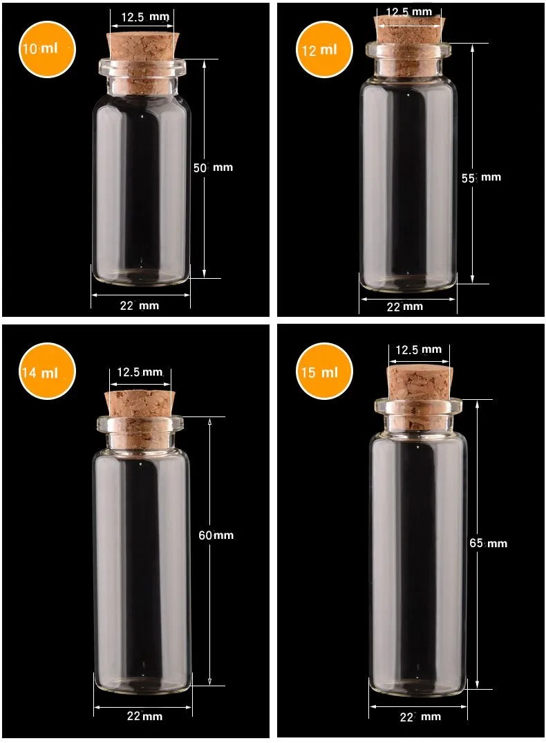 10 pieces 5ml/6ml/7ml/10ml/14ml/18ml/20ml/25ml/30ml Glass Bottles