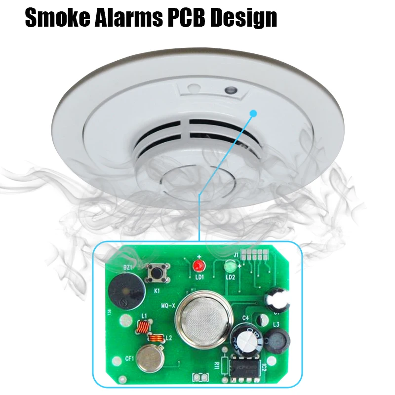 Fire Alarm Sensor Pcb Design Wireless 315/433mhz Photoelectric Smoke