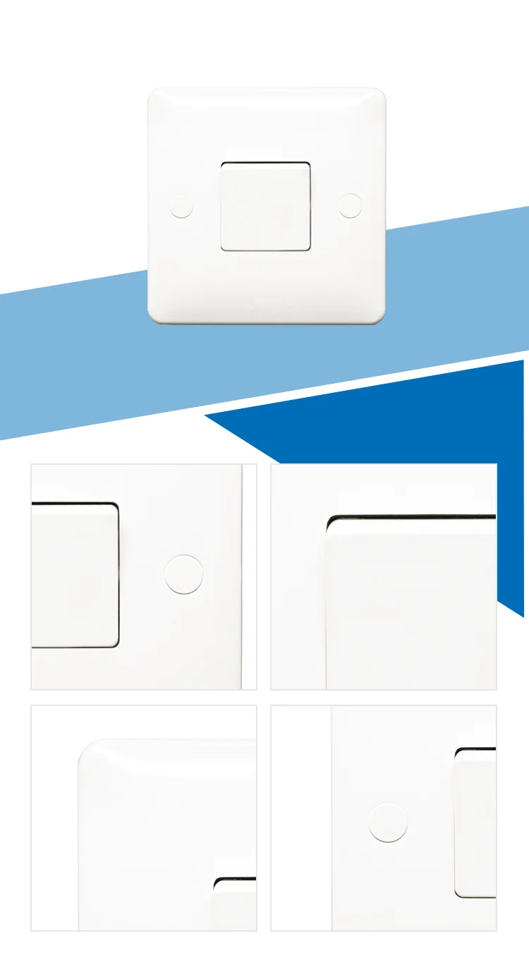 Hailar wall switch White 1 gang 1 way 3 pole plate switch UK 10AX electric light switch