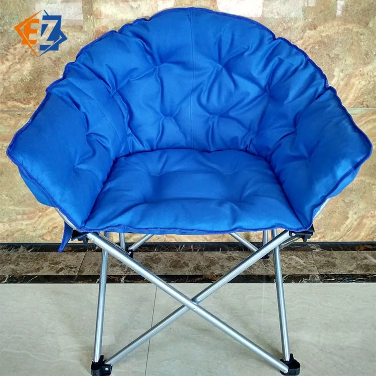 Camping Folding Oversized Padded Moon Saucer Chair With Storage And
