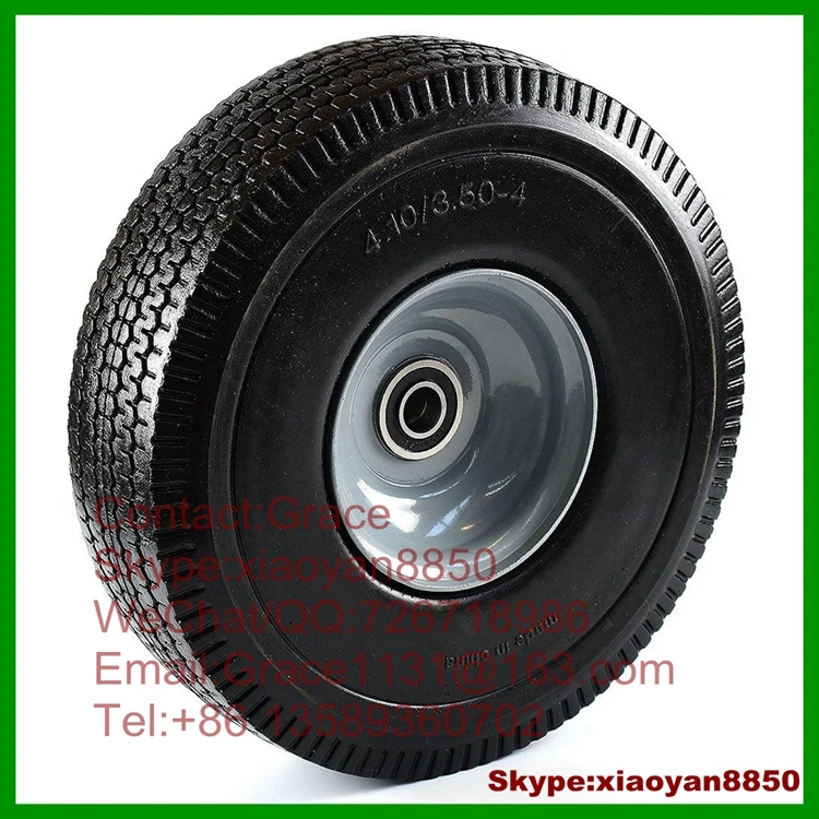 10 Inch 4.10/3.50-4 Solid Pu Wheel For Golf Car Lawn Car Hand Trucks ...