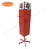 Portable product free standing floor 4 sided rotating metal pegboard display stand with peg