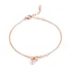Double ring zircon titanium steel rose gold color gold anklet