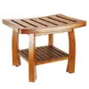 Customized Wood Bamboo Bath Bench Shower Chair Spa Stool Seat Storage Shelf for Bathroom