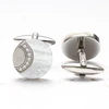 China Cheap Custom titanium cuff link with mother of pearl,cz stones