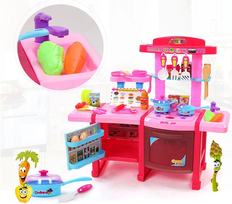 Toys Plastic Toy Kitchen Accessories Toy Play Set With Light And Music