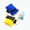 WAP Customized Mini CPR Training Kits facial Shield, Reusable First Aid CPR Resuscitation Disposable Face Mask with keychain