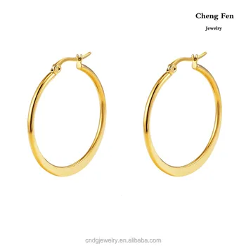 Steel Jewelry Por Model Light Weight 2 Inches Hanging Simple Steel Jewelry Por Model Light Weight 2 Inches Hanging Simple Gold Hoop Earrings Round Earring
