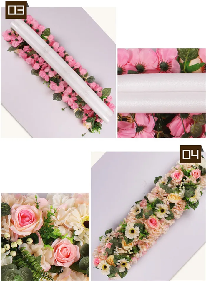 F1421 Artificial Floral Silk Rose Arch Wedding Runner Table Flower 1m