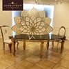 movable decorative wedding hotel use metal screen room divider for tables golden big lotus shape stainless steel screen divider