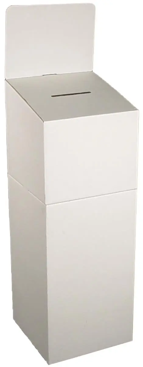Detachable Design Also Allows for Counter Use of Comment Box Displays2go Floor-Standing Cardboard Ballot Box with Header and Brochure Pocket FPKSGB05BK Black