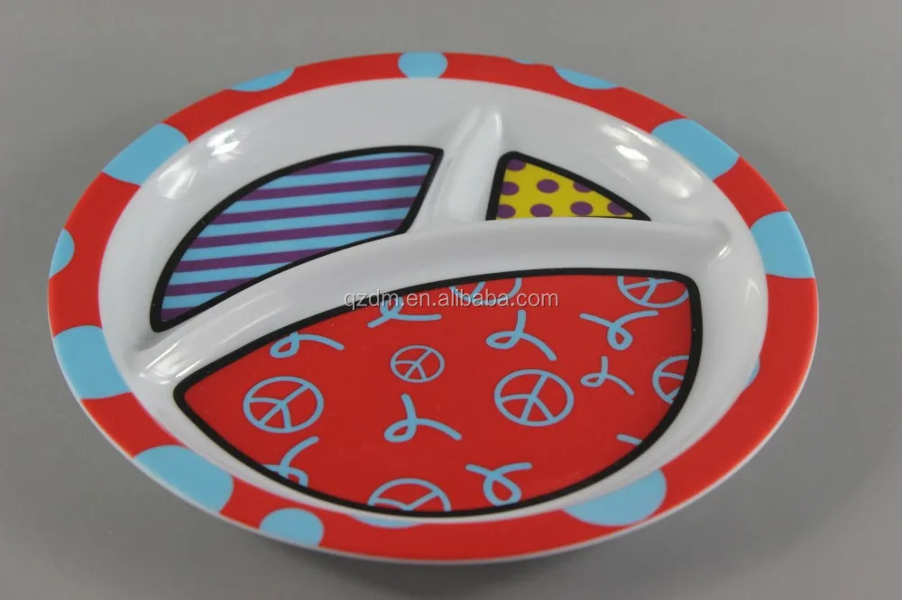 Kids Melamine Divided Plate For Lunch