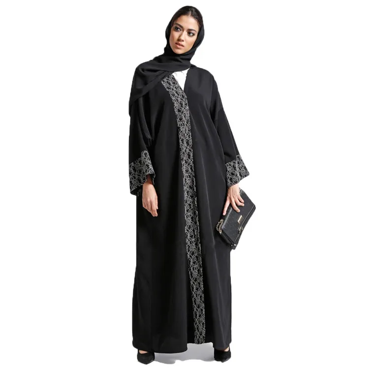 Turkey Fashion Lace Embroidery Muslim Abaya Custom-made Design Front ...