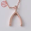 sterling silver Make A Wish Sterling Silver Wishbone Necklace Yellow Gold or White Gold plating