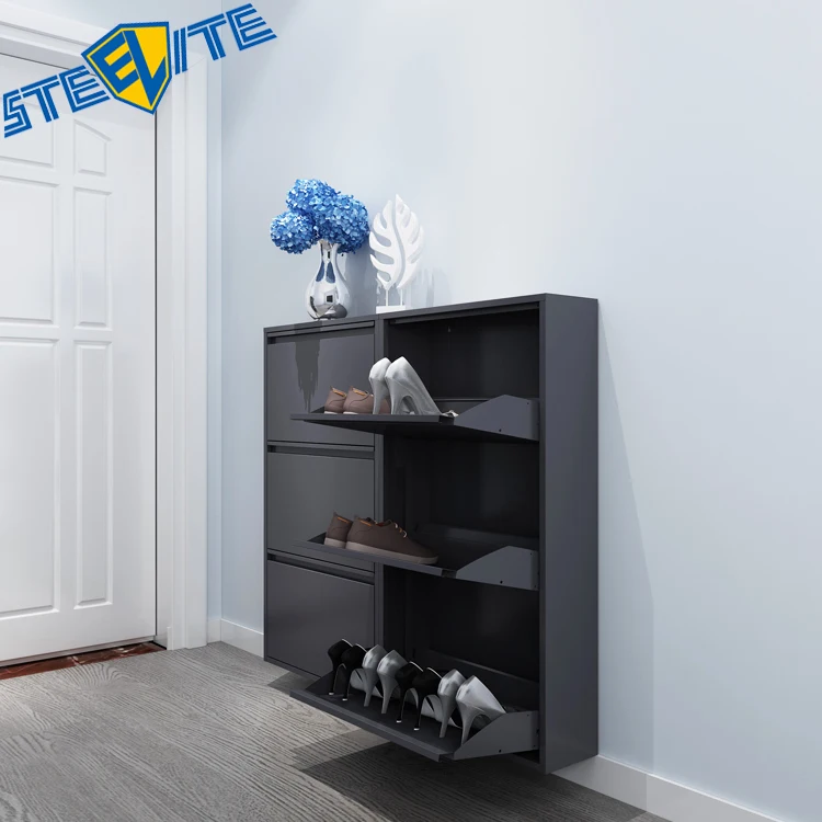 Living Room Furniture Modern Metal Shoe Rack Cabinet Black 4 Drawers Buy Metal Shoe Cabinet 0844