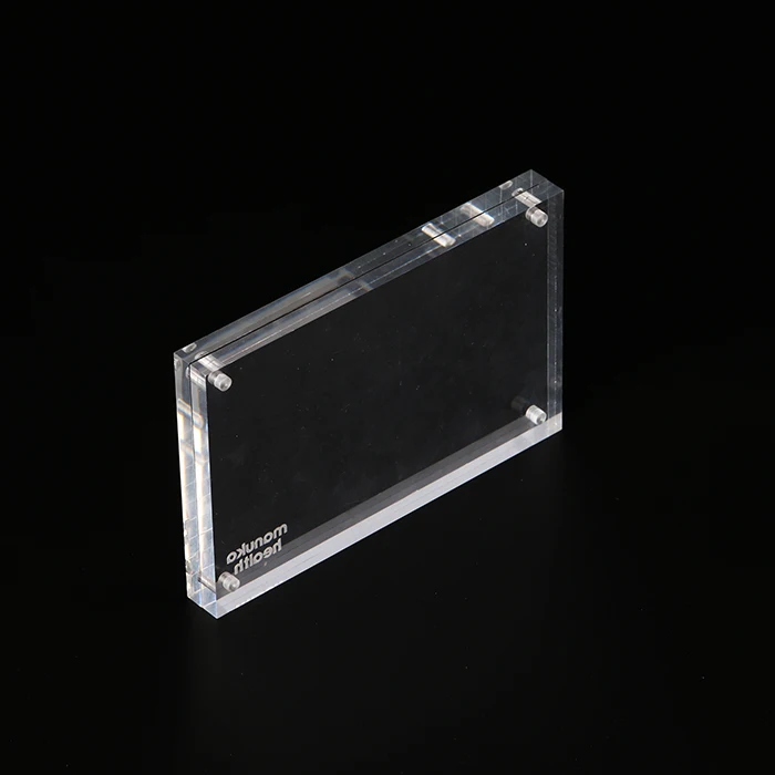 Free Standing Magnetic Acrylic Photo Frame 5//6//7//8 inch Transparent Clear Block