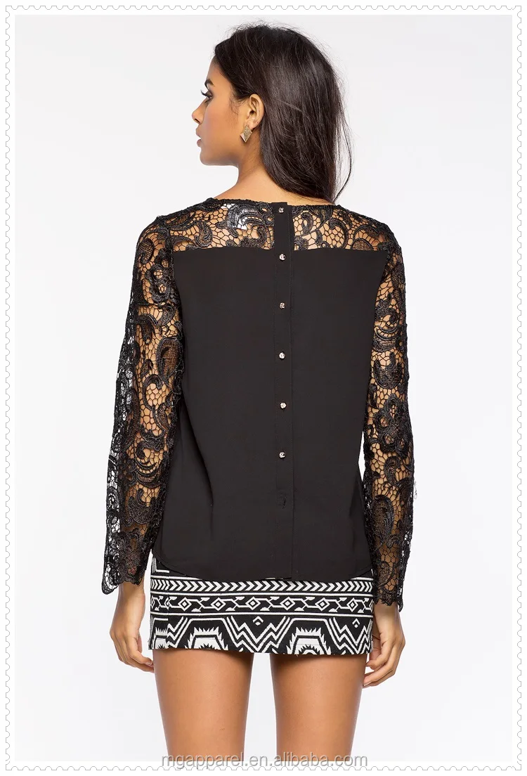 black lace blouse long sleeve