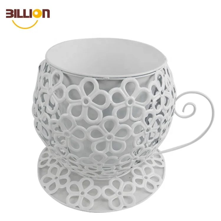 Garden Ornament Shabby Vintage Chic Metal Teacup Planter Plant Pot