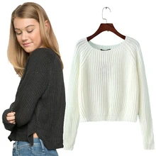 Autumn winter new 2016 crop sweater casual sexy women sweaters and pullovers knitted jumpers short basic solid slim pull femme