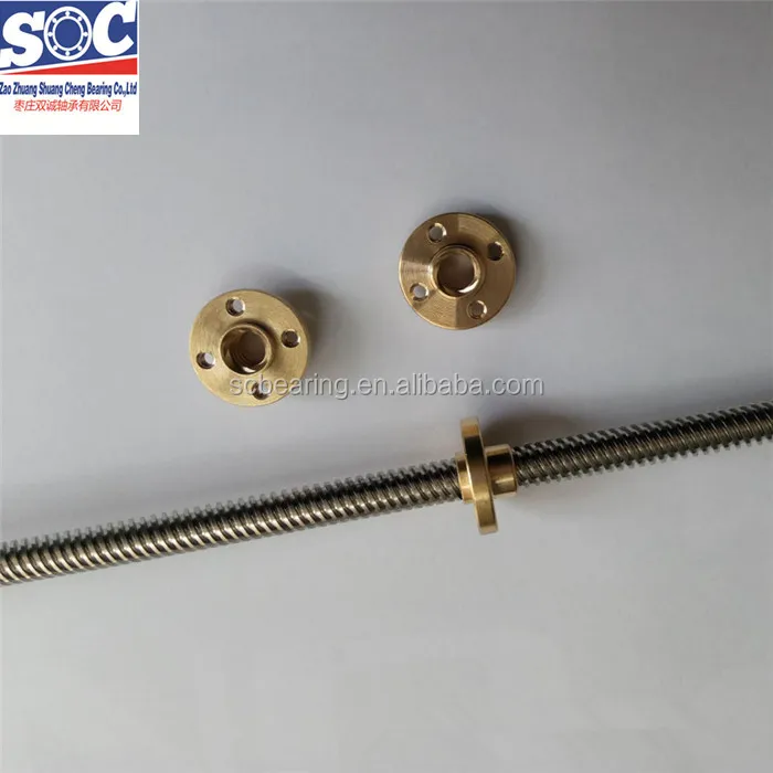 T4 Lead 400mm Length 10mm Diameter Trapezoidal Lead Screw Rod Copper Nut 