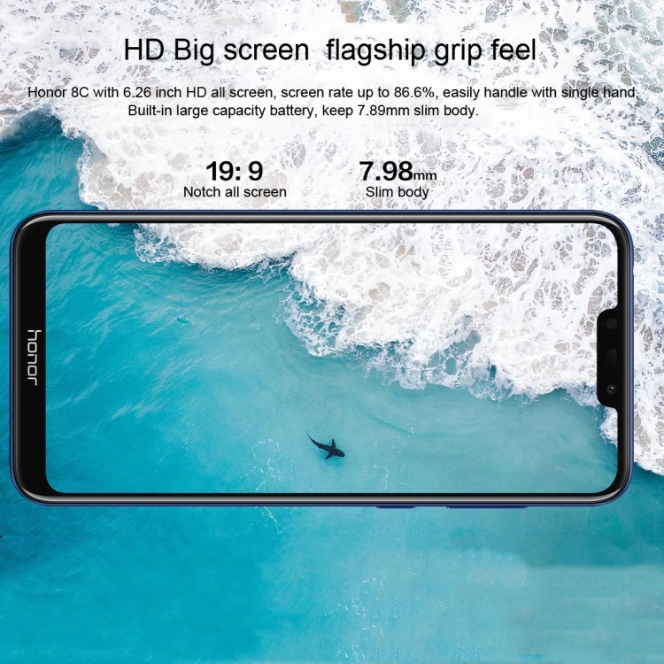 2019 Newest Arrival Smart Phone Huawei Honor 8C, Dual 4G, 4GB+32GB, Dual AI Back Cameras Huawei Android Mobile Phone