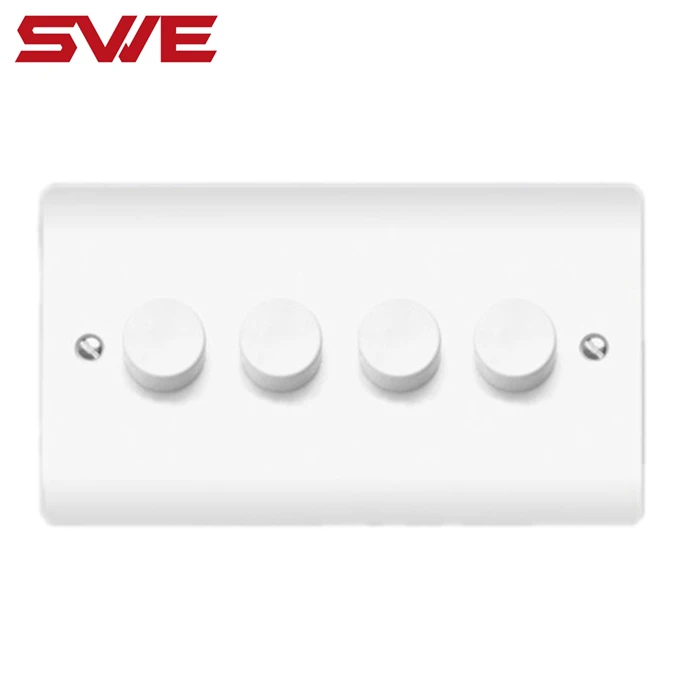 UK standard 250V 400W 4 gang dimmer switch  for led lights