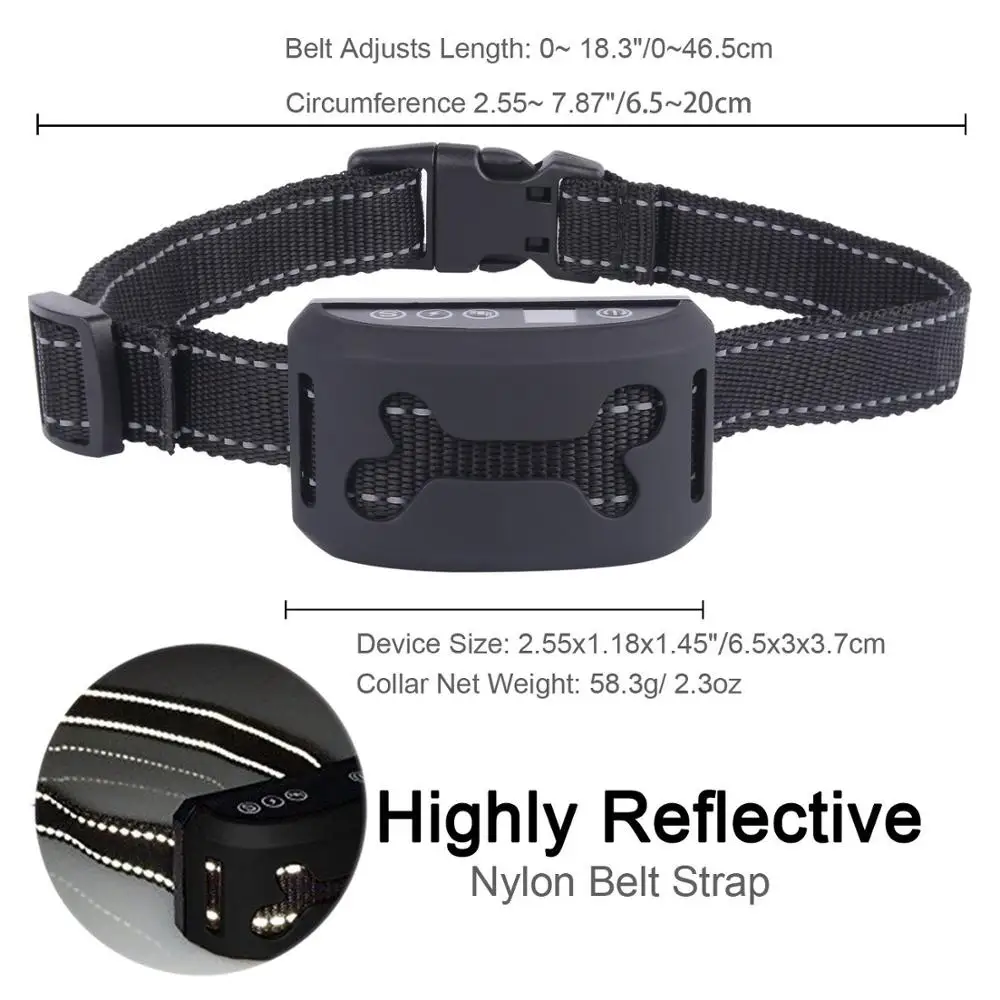 No Shock Bone Black Rechargeable Hot Waterproof Shock Pet Dog Collar ...